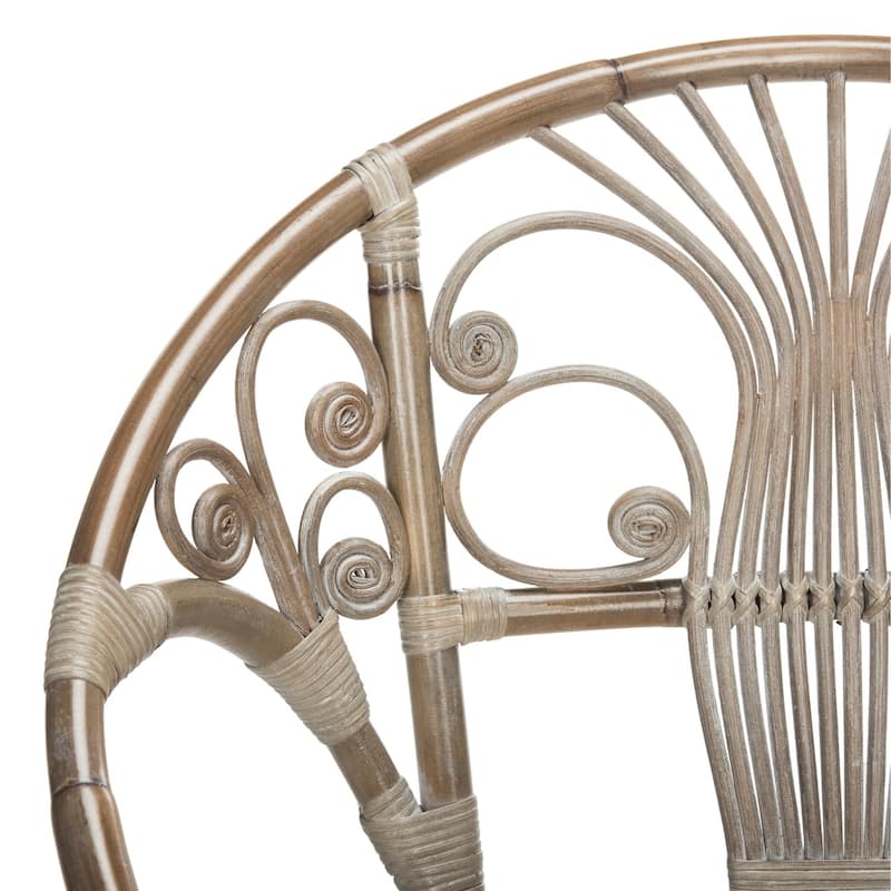SAFAVIEH Carlson Rattan Grey White Wash Accent Chair - 29.5" x 26.2" x 31.1"