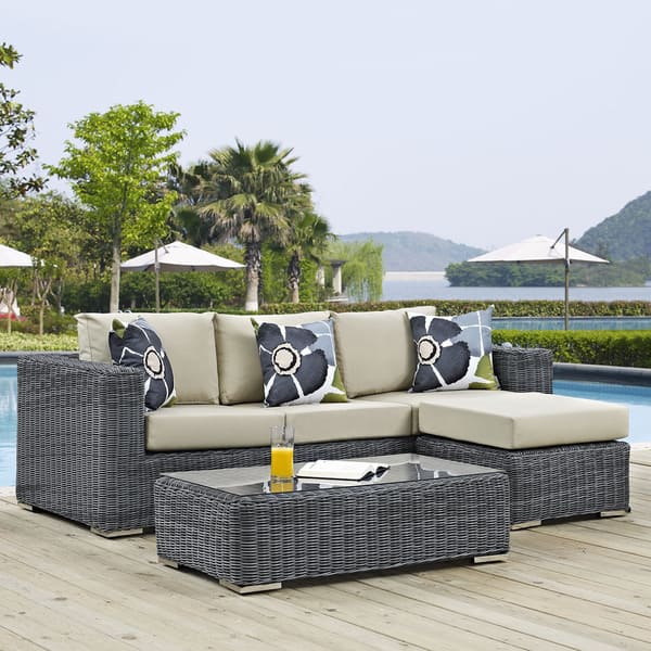 Shop Summon 3 Piece Outdoor Patio Sunbrella Sectional Set On