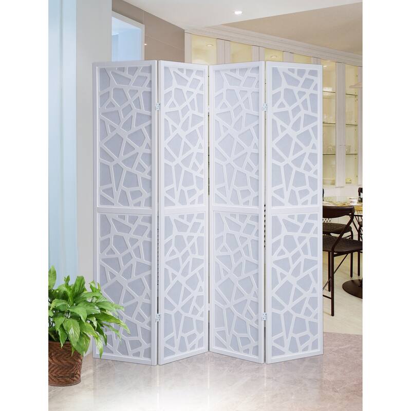Roundhill Furniture Giyano 4-panel Screen Room Divider - White
