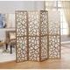 preview thumbnail 10 of 16, Roundhill Furniture Giyano 4-panel Screen Room Divider Gold