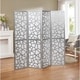 preview thumbnail 14 of 16, Roundhill Furniture Giyano 4-panel Screen Room Divider Silver
