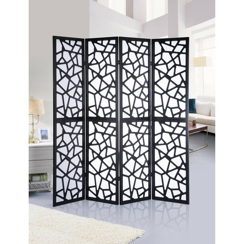 Roundhill Furniture Giyano 4-panel Screen Room Divider - Black