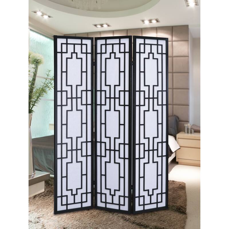 Roundhill Furniture Sudoku 3 Panel Room Divider Screen