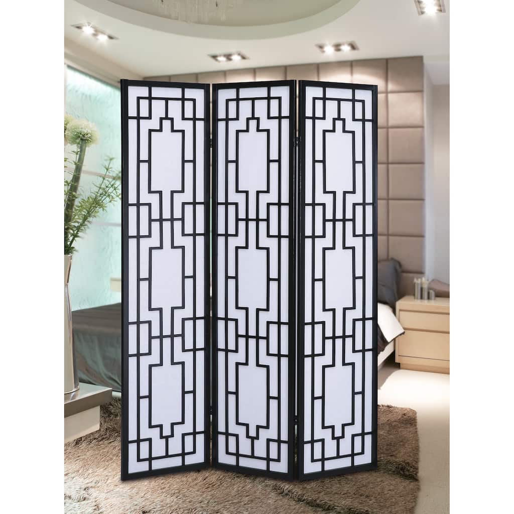 Roundhill Furniture Sudoku 3 Panel Room Divider Screen
