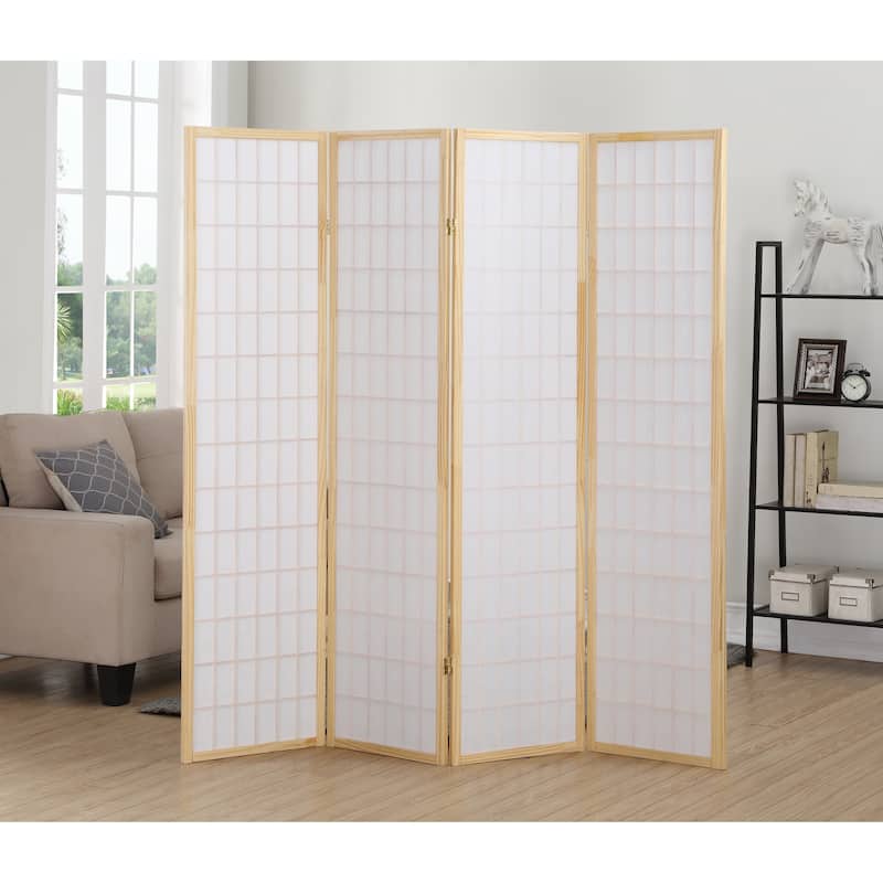 Roundhill Furniture Hoceima Oriental Shoji 4-panel Room Divider