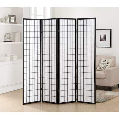 Roundhill Furniture Hoceima Oriental Shoji 4-panel Room Divider