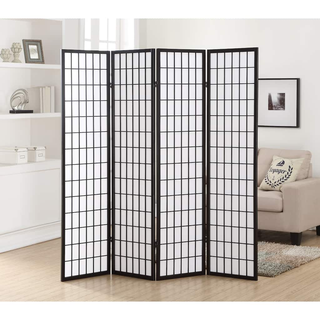 Roundhill Furniture Hoceima Oriental Shoji 4-panel Room Divider