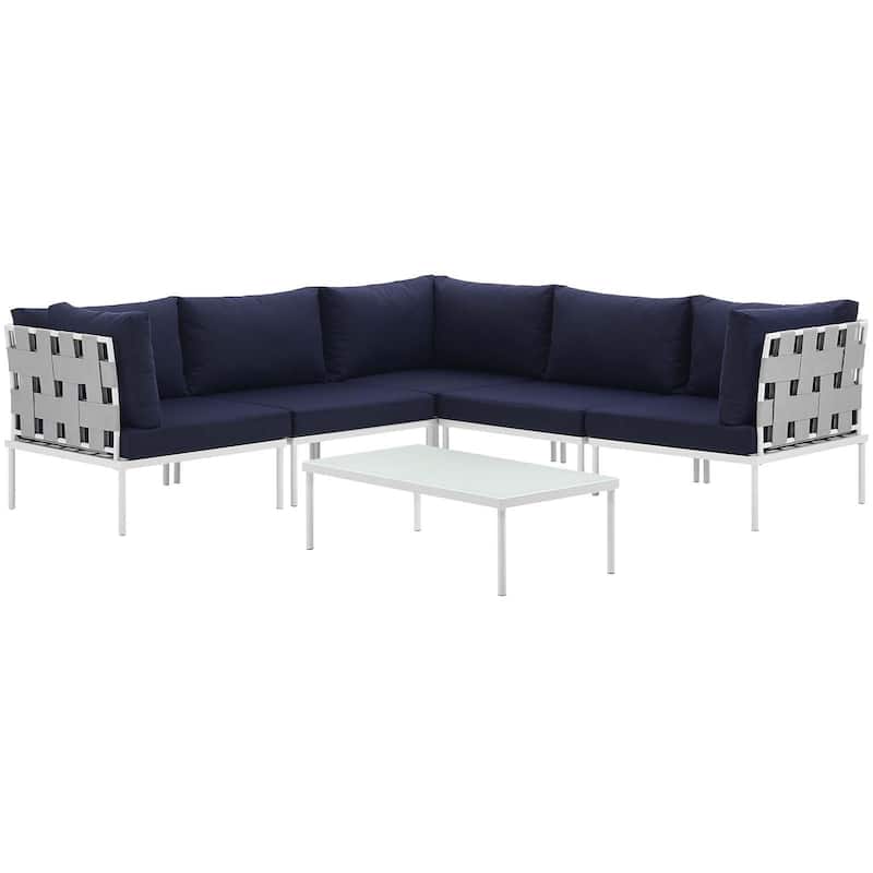 Harmony 6 Piece Outdoor Patio Aluminum Sectional Sofa Set