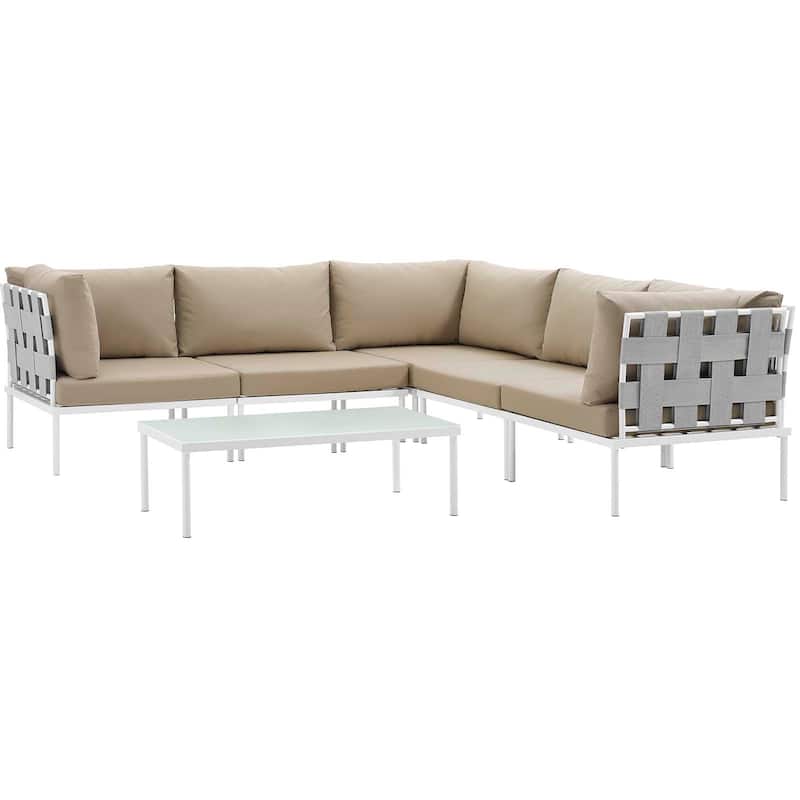 Harmony 6 Piece Outdoor Patio Aluminum Sectional Sofa Set