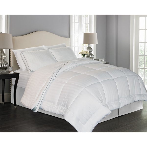 kathy ireland 300 Thread Count Rayon from Bamboo Pinstripe Down Alternative Comforter