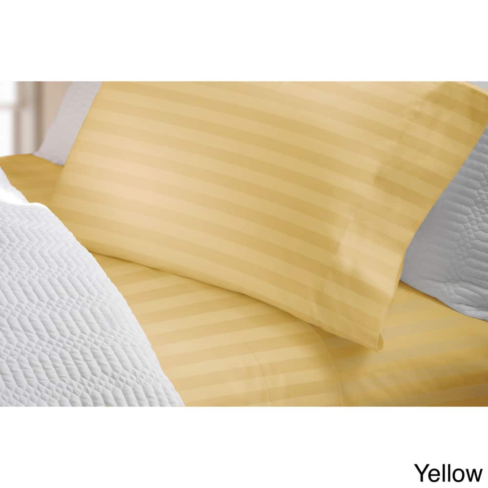 300 Thread Count Cotton Damask Stripe Bed Sheet Set