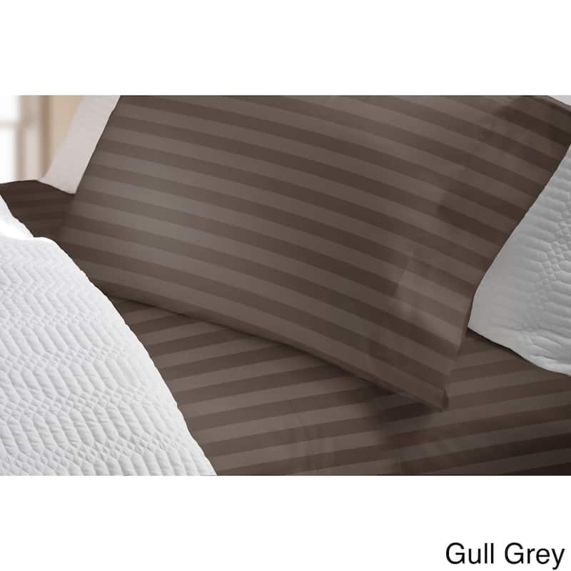 300 Thread Count Cotton Damask Stripe Bed Sheet Set