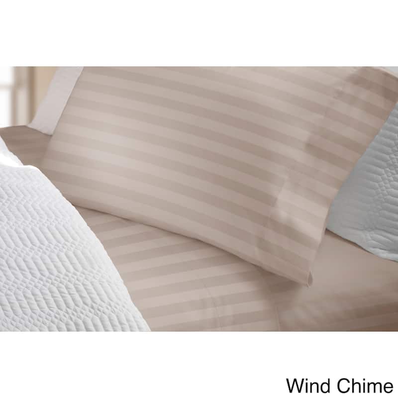 300 Thread Count Cotton Damask Stripe Bed Sheet Set