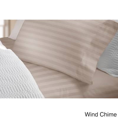 300 Thread Count Cotton Damask Stripe Bed Sheet Set