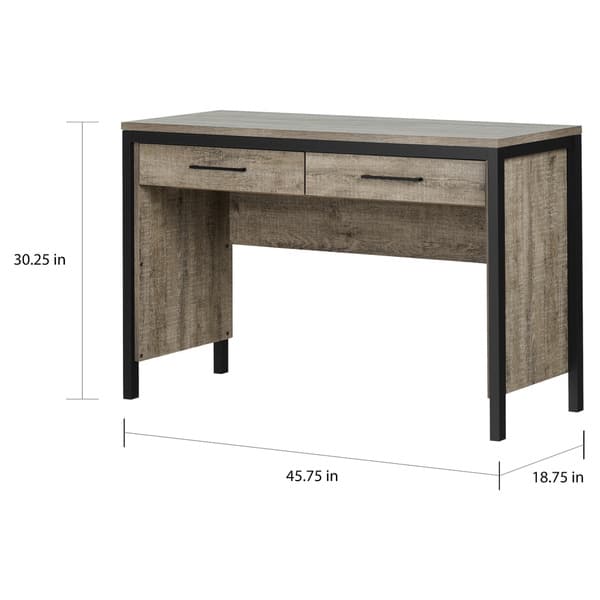 Shop South Shore Munich Desk With Drawers Weathered Oak And Matte