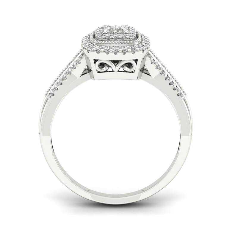 Sterling Silver 1/5ct TDW Diamond Cluster Ring - White