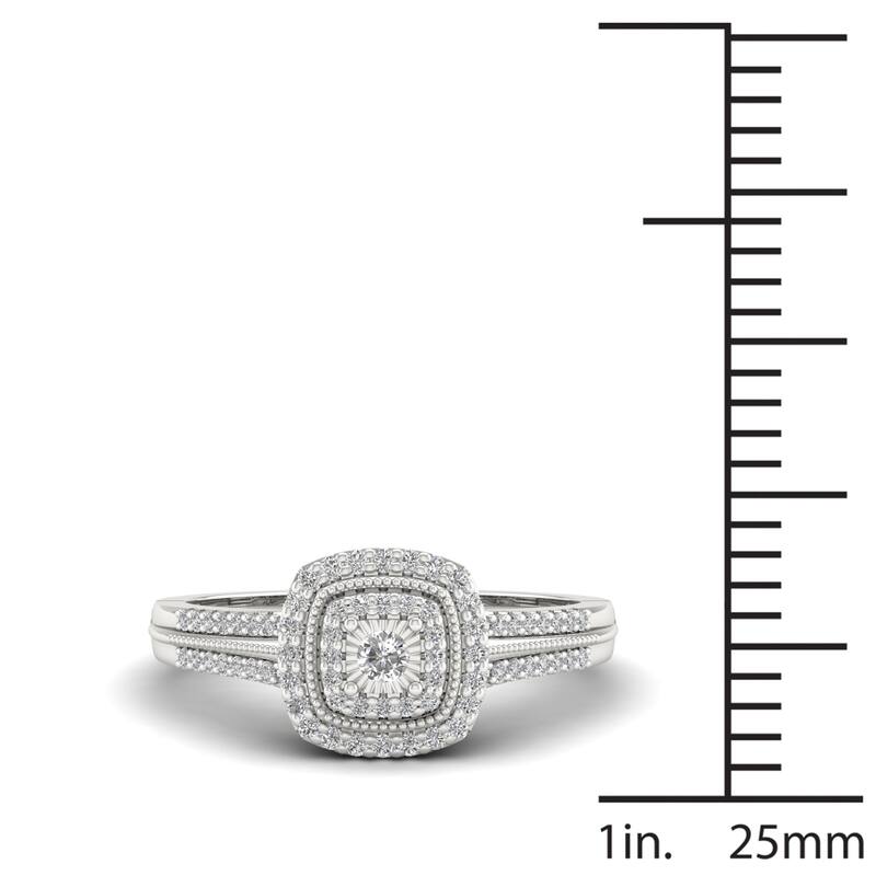 Sterling Silver 1/5ct TDW Diamond Cluster Ring - White