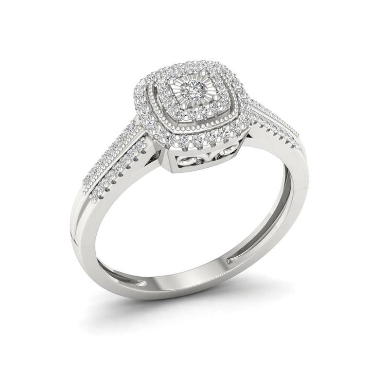 Sterling Silver 1/5ct TDW Diamond Cluster Ring - White