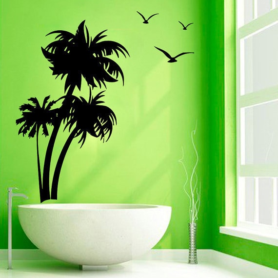 Sea Gulls Bath Palms Decor Home Tree Vinyl Art Spa Wall Sea Gulls Bath Palms Decor Home Tree Vinyl Art Spa Wall Nursery Room Sticker