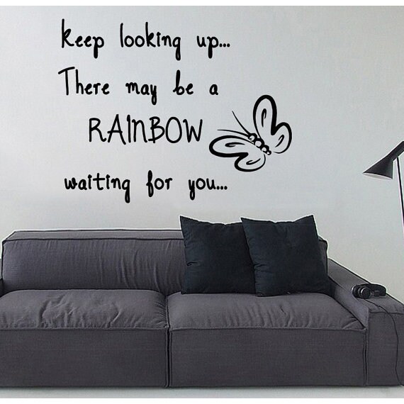 Rainbow Waiting For You Words Vinyl Sticker Home Decor Art Wall Decor Nursery Room Decor Sticker Decal Size 48x48 Color Black Overstock