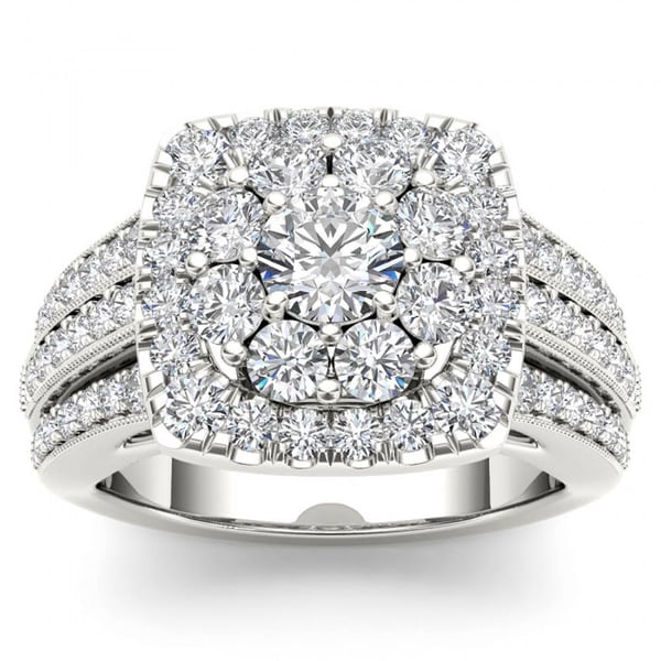 De Couer 2ct TDW Diamond Halo Engagement Ring - White H-I