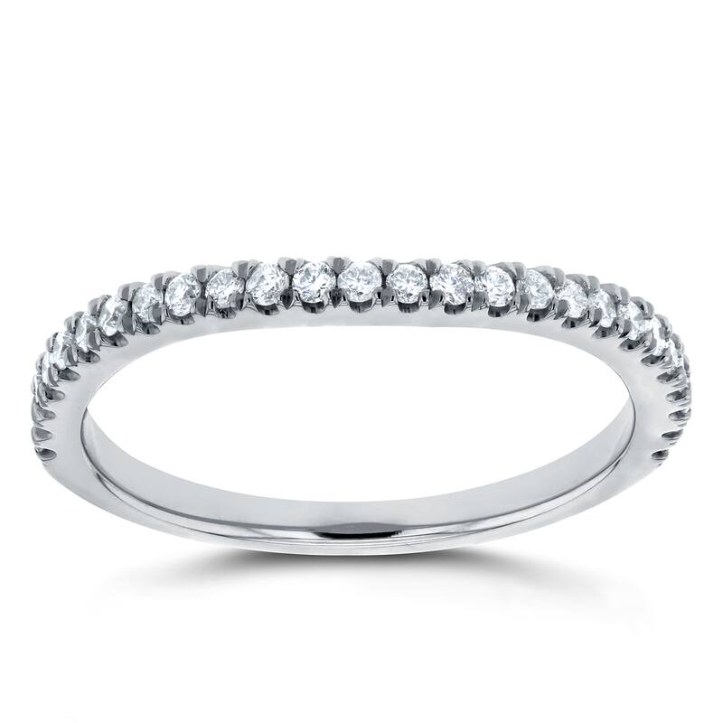 Annello by Kobelli 14k White Gold 1/5ct TDW Diamond Curved Wedding Band