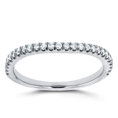 Annello by Kobelli 14k White Gold 1/5ct TDW Diamond Curved Wedding Band