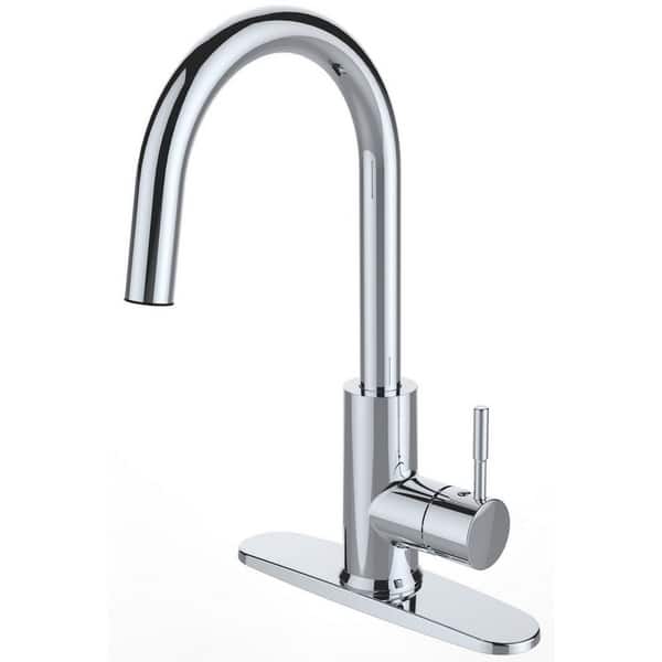 slide 2 of 4, Single Handle Deck-mounted Chrome Finish Kitchen Faucet - Chrome/Clear