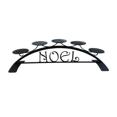 Noel Black Wrought Iron Table-top Pillar Candleholder