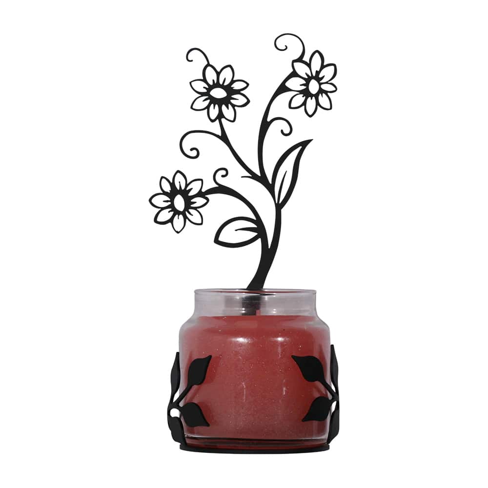 Shasta Daisy Black Wrought Iron Large Jar Sconce