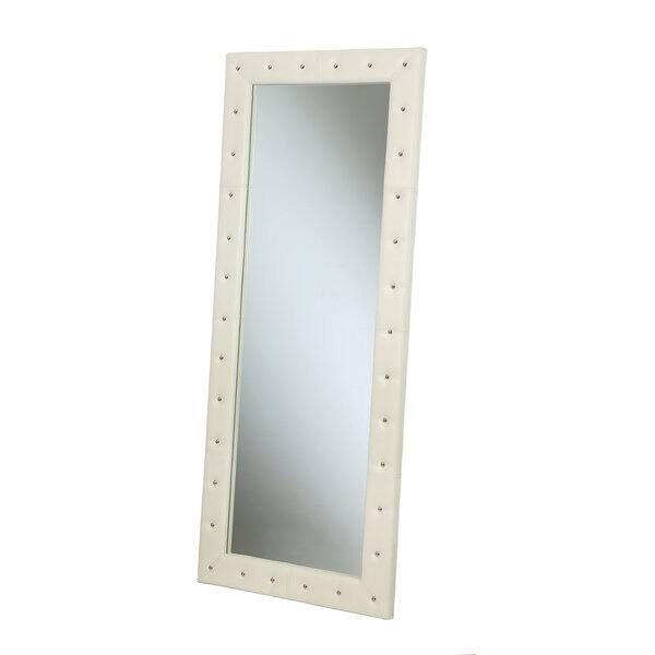 Shop Abbyson Kenzie White Leather Floor Mirror On Sale