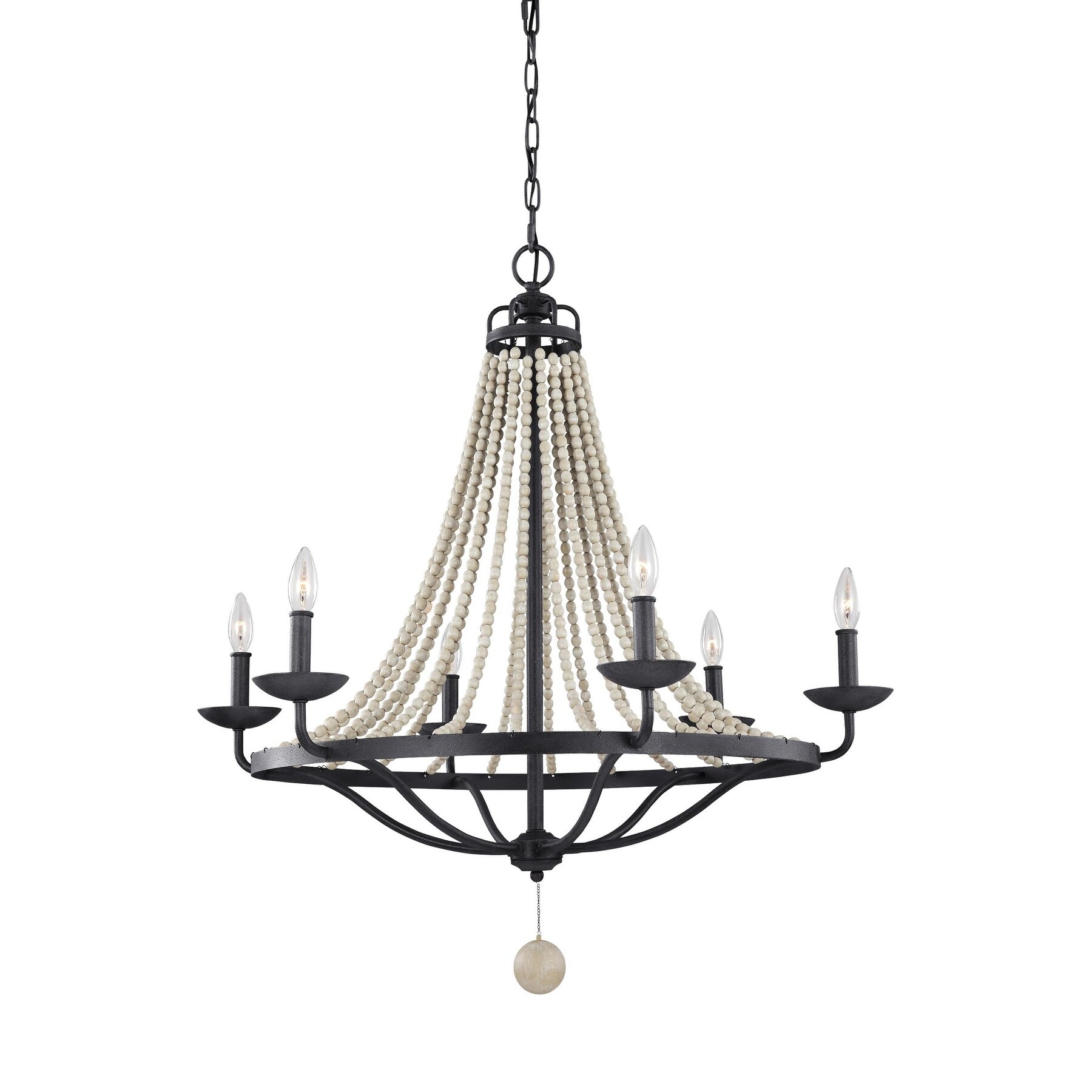 Feiss Nori 6 Light Dark Weathered Zinc / Driftwood Grey Chandelier