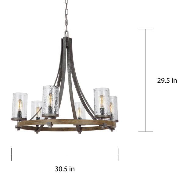 Feiss Angelo 6 Light Distressed Weathered Oak Slated Grey Metal Chandelier Feiss Angelo 6 Light Distressed Weathered Oak Slated Grey Metal Chandelier