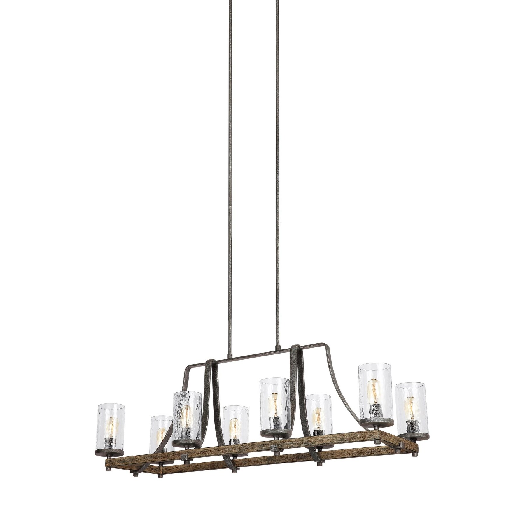 Feiss Angelo 8 Light Distressed Weathered Oak / Slated Grey Metal Chandelier (8 - Light Island Chandelier) - Chandeliers For Bedrooms by Overstock.com