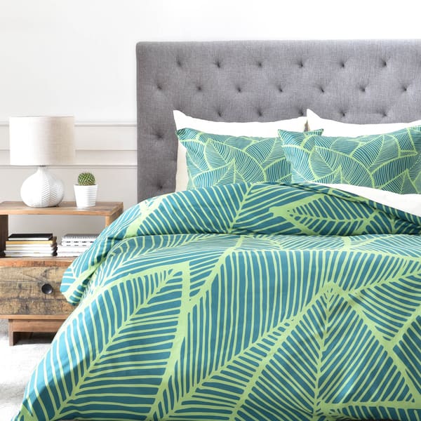 Shop Arcturus Lime Green Leaves 1 Piece Duvet Cover On Sale