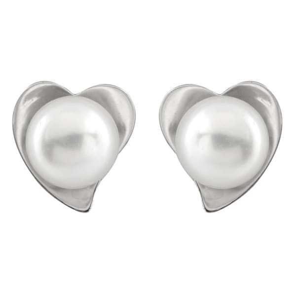 Sterling Silver Heart Shaped Pearl Stud Earrings Free Sterling Silver Heart Shaped Pearl Stud Earrings