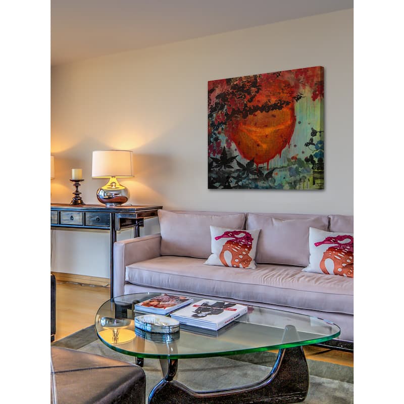 Marmont Hill - 'Bee Hive in Motion' by Tracy Silva Barbosa Painting Print on Wrapped Canvas - Orange