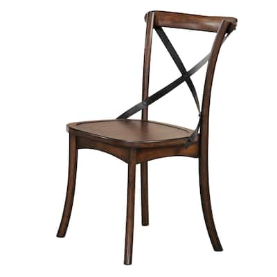 Side Chair (Set-2) in Dark Oak & Black,Transitional Style