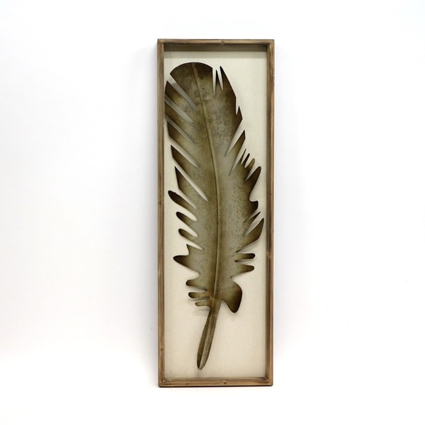 Silver Colored Metallic Feather Framed Wall Art Free X27 Silver Colored Metallic Feather