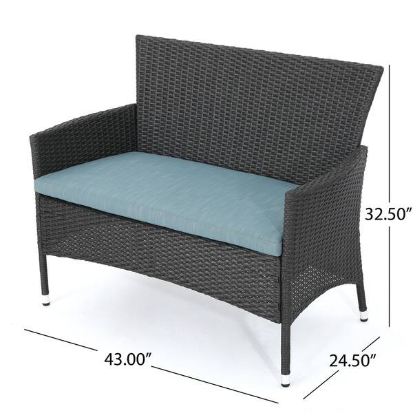dimension image slide 0 of 2, Malta 2-piece Outdoor Wicker Loveseat Set by Christopher Knight Home