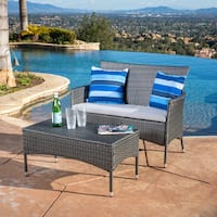 Malta 2-piece Outdoor Wicker Loveseat and Table Set by Christopher Knight Home