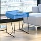 preview thumbnail 16 of 16, Omer Modern 18-inch Metal 1-Drawer Side Table by Furniture of America Blue