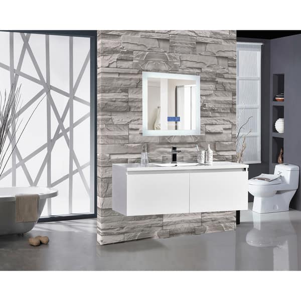 Shop Encore Blu102 Led Illuminated Bathroom Mirror With Built In Bluetooth Speaker Silver Overstock 14448985