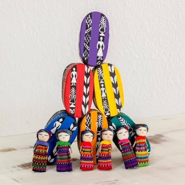 Set Of 6 Cotton Worry Dolls Quitapenas Handmade By Women Artisans In Guatemala