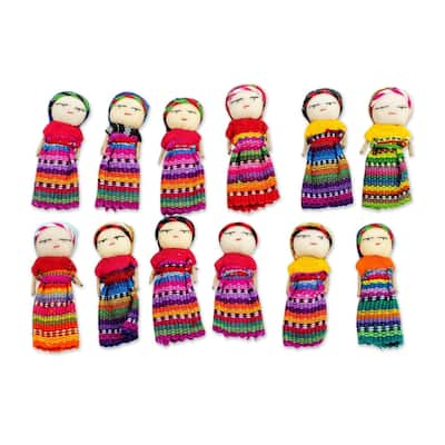 NOVICA Handmade Cotton Worry Dolls, Set of 12 (Guatemala) - 0.6