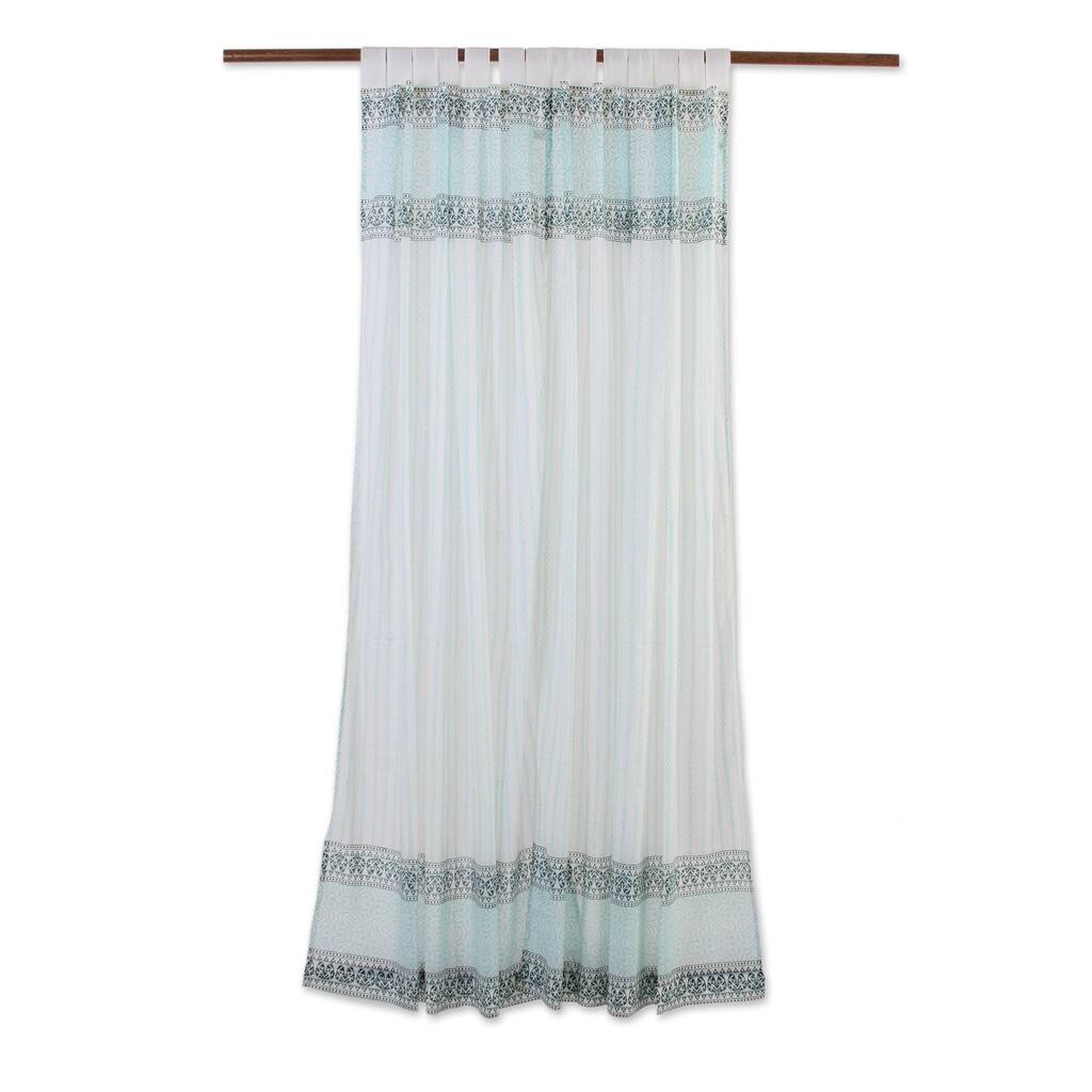 Handmade Pair Cotton Curtains, 'Sophisticated Charm' (India)