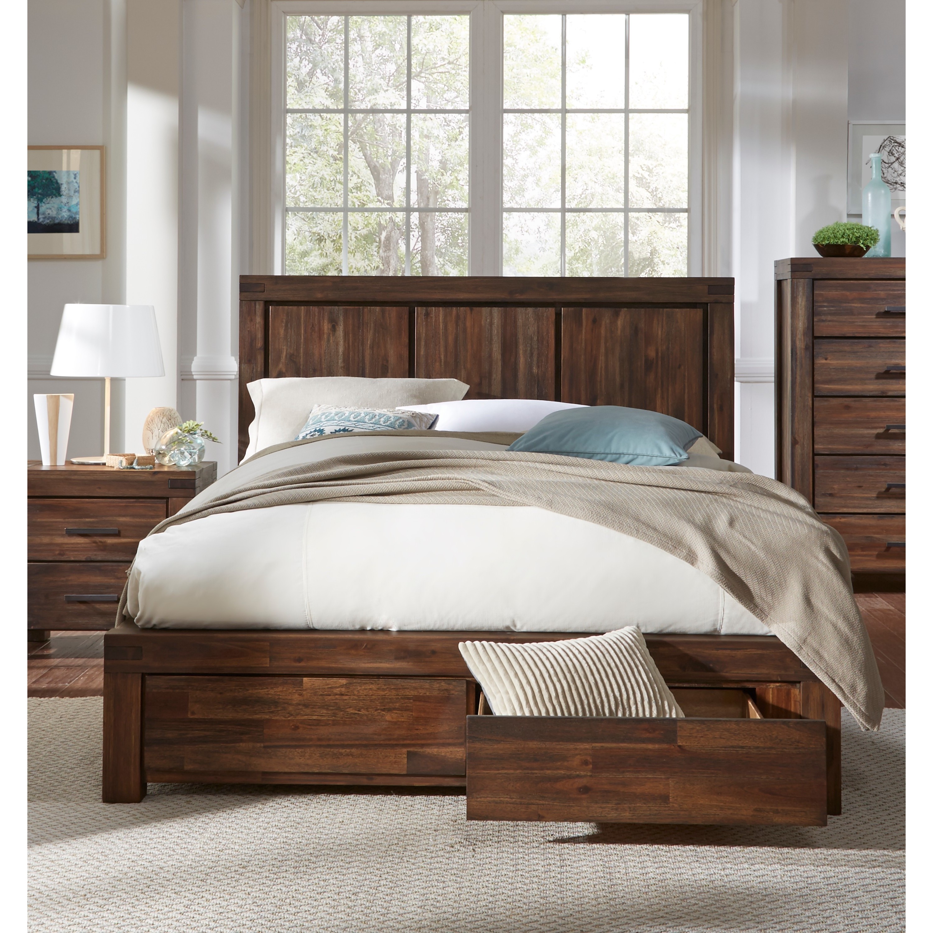 Carbon Loft Melbury Solid Wood Footboard Storage Bed in Brick Brown