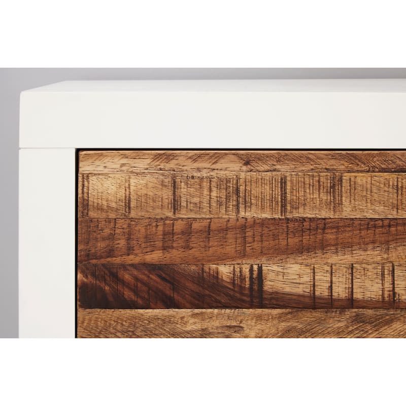 Montana Platform Bed in White Lacquer and Natural Sengon