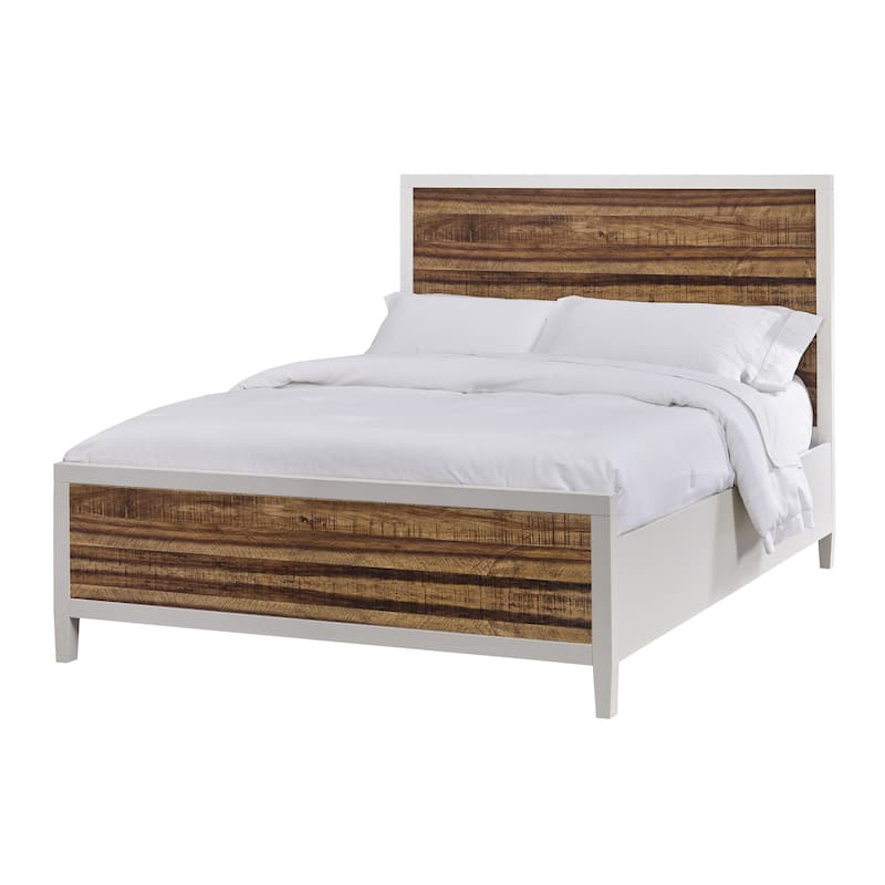 Montana Platform Bed in White Lacquer and Natural Sengon