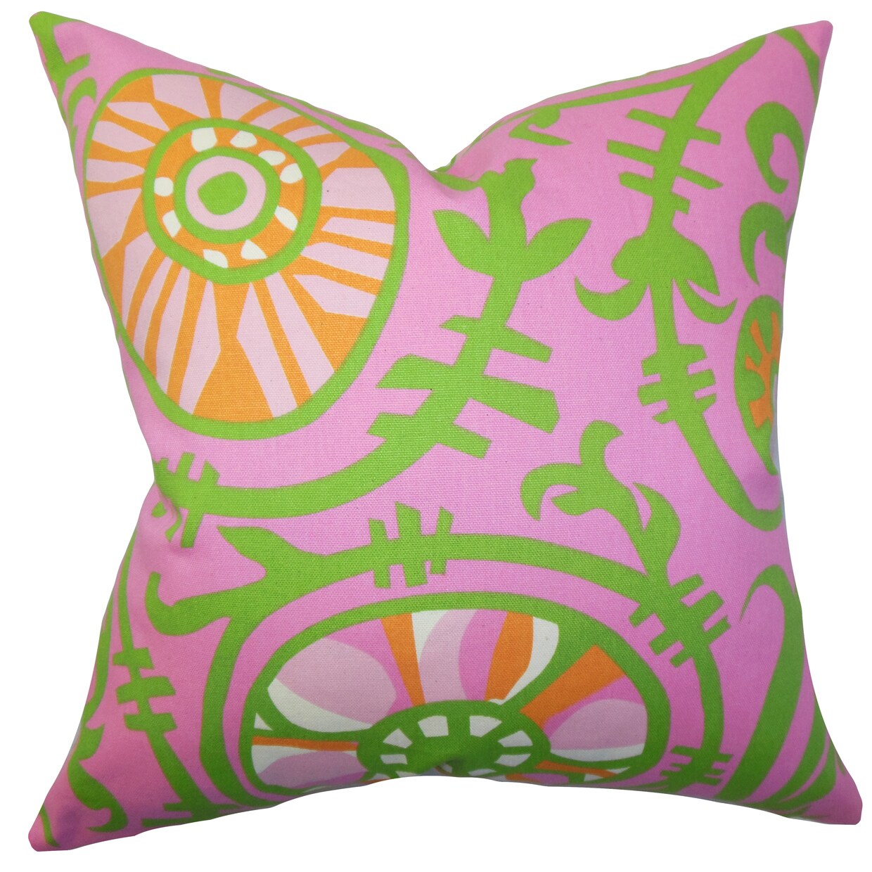 The Pillow Collection Janek Floral Pink Down Filled Throw Pillow
